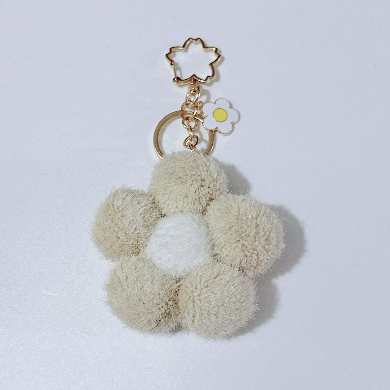 Wholesale Plush Colored Flower Ball Keychains