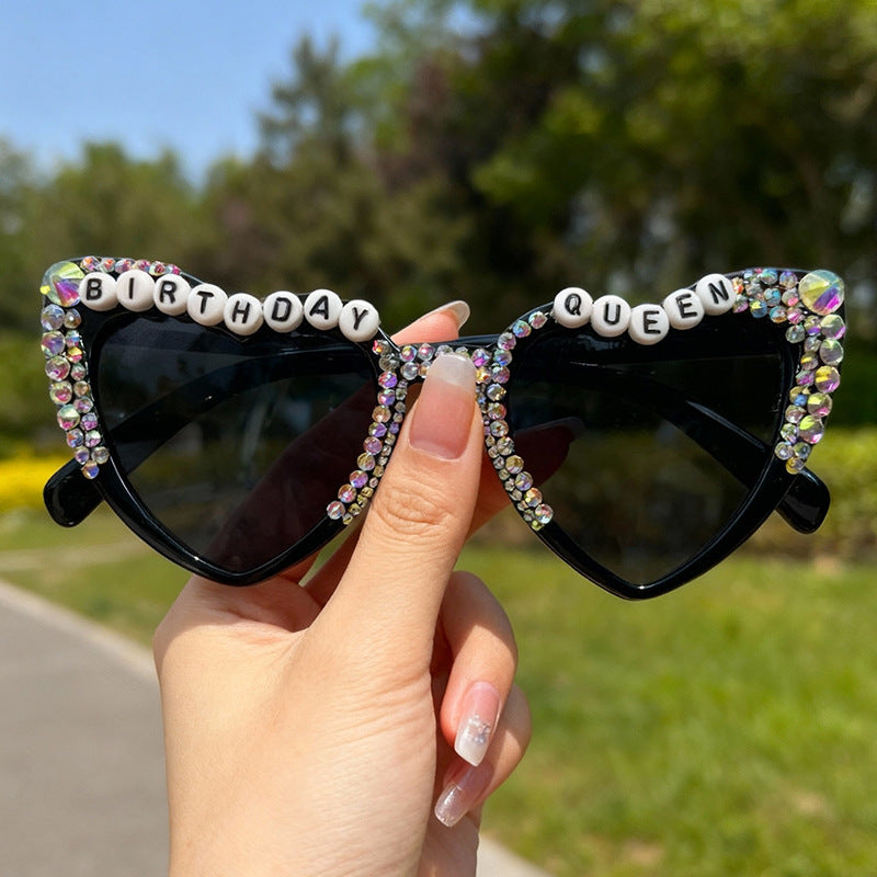 Wholesale Inlaid with diamonds Heart Earrings Men' s/ women' s sunglasses