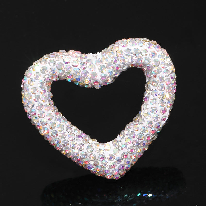 Wholesale 10pcs Rhinestone Colored Hollow Love Clay Beads Heavy Industry Cute Beads DIY