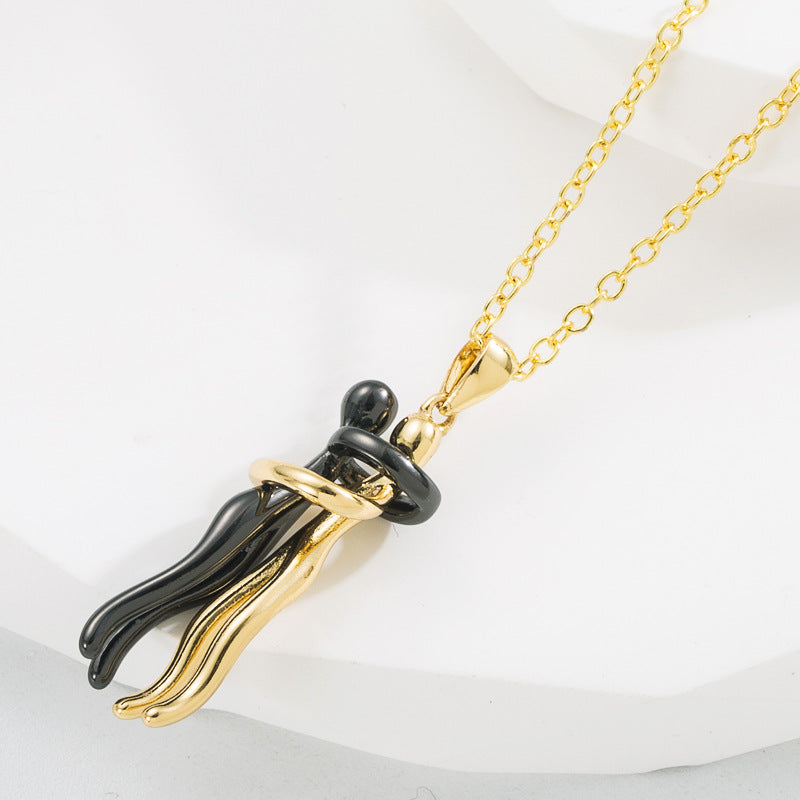Wholesale Creative Couple Pendant Necklace Gold Plated Zircon Detachable Unisex Fashion Jewelry Gift