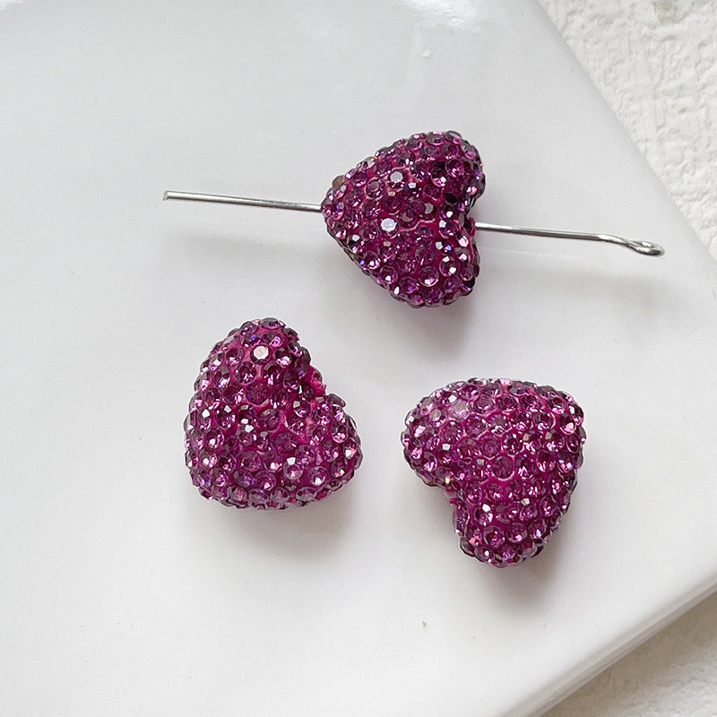 Wholesale 10pcs Colorful Gothic Punk Full Diamond Love Acrylic Beads