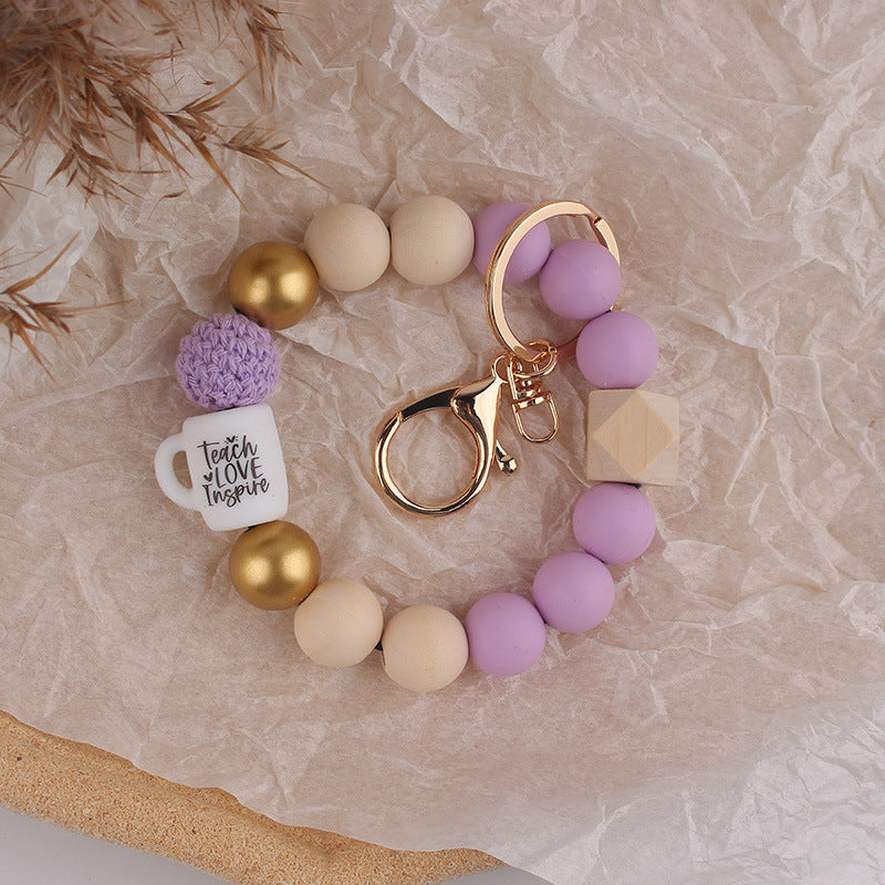 Wholesale Silicone Cup   Bracelet Teacher' s Day Wristlet Keychain