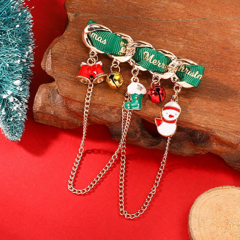 Wholesale Christmas Themed Alloy Brooch Pin Santa Snowman Elk Design Party Gift Accessory