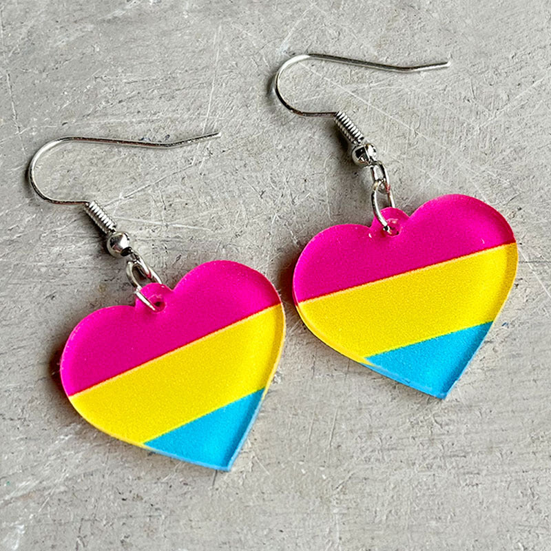Wholesale Rainbow Multicolor Heart Shaped Acrylic Earrings