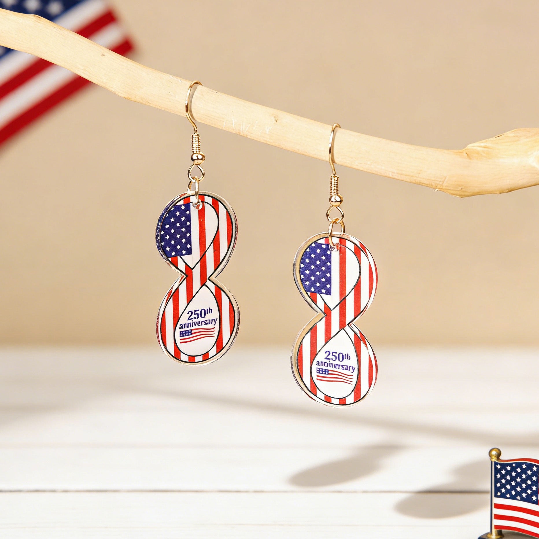 Wholesale Independence Day Anniversary Love Star Spangled Banner Acrylic Earrings