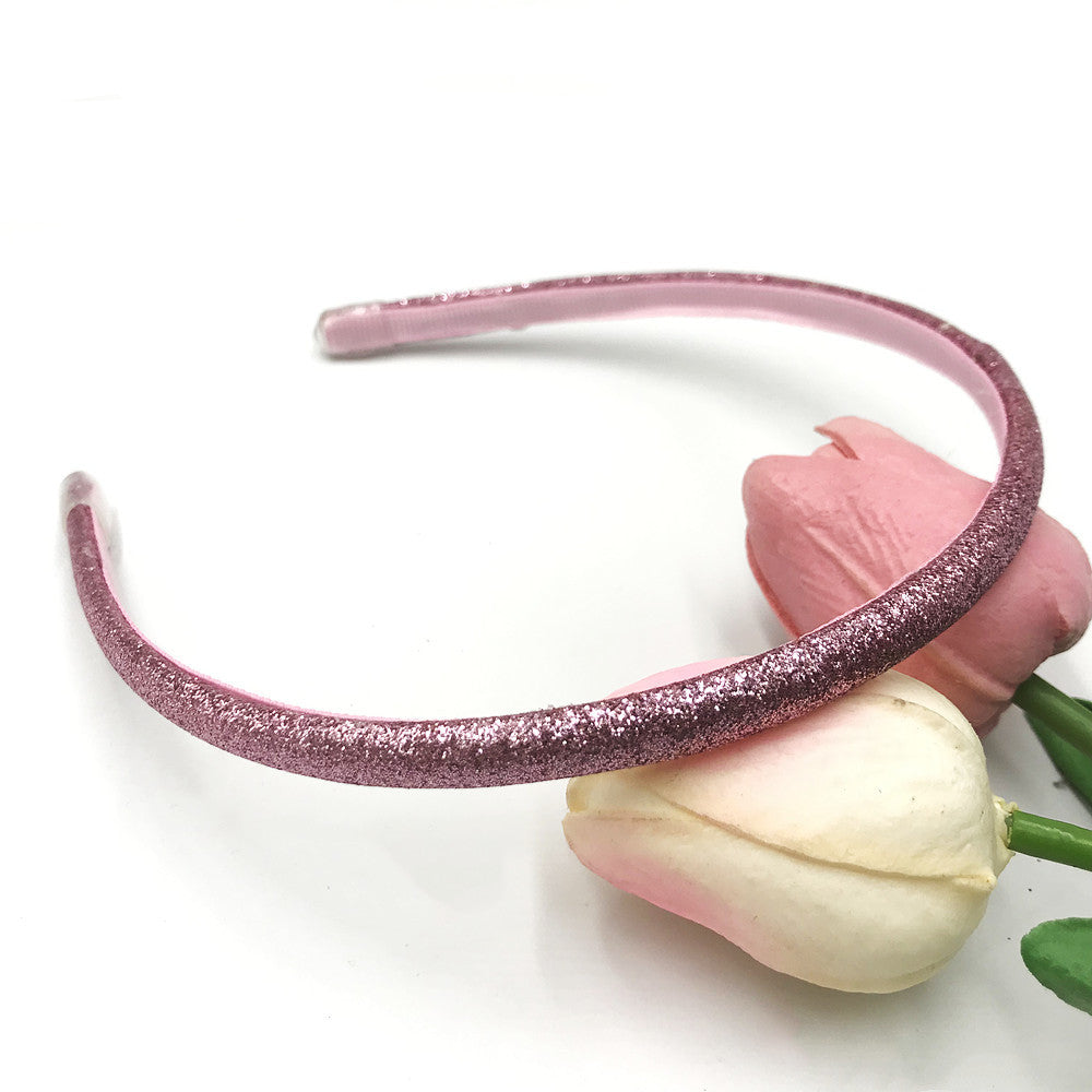 Wholesale Glitter powder retro temperament versatile transparent leather case 0.8cm headband