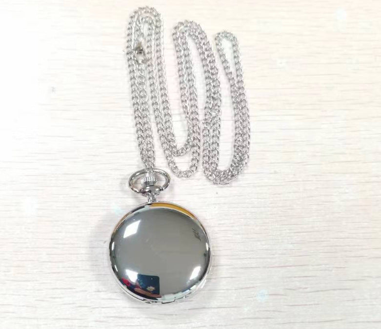 Wholesale Stainless Steel Outdoor Sports Glossy Quartz Matte Silver Creative Pocket Watch