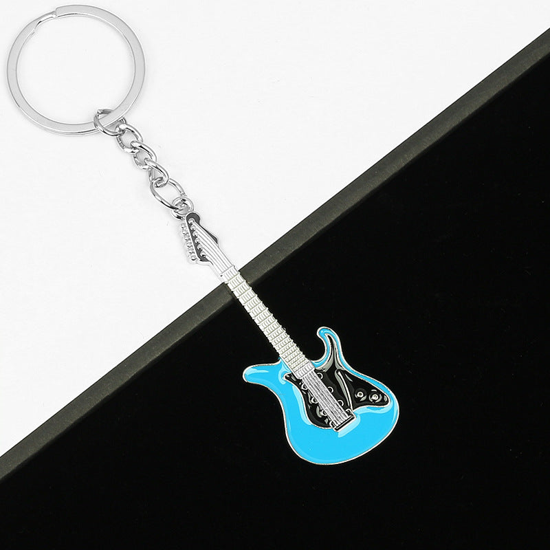Wholesale Music Festival Metal Instrument Colorful Guitar Keychain