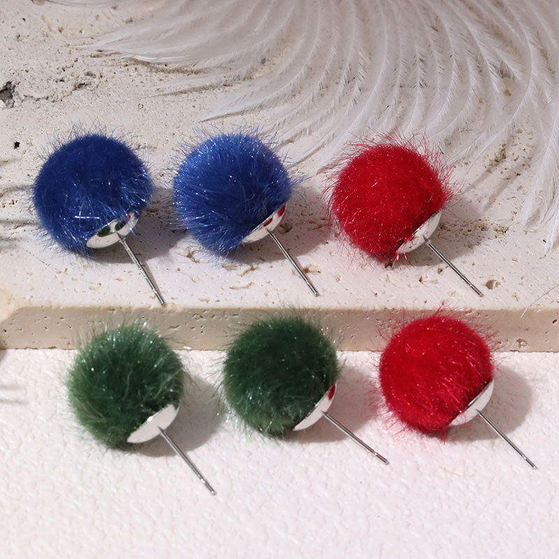 Wholesale Fur Ball Earrings