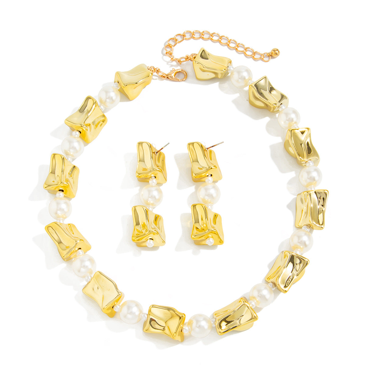 Wholesale Square Ccb Imitation Pearl Beaded Necklace