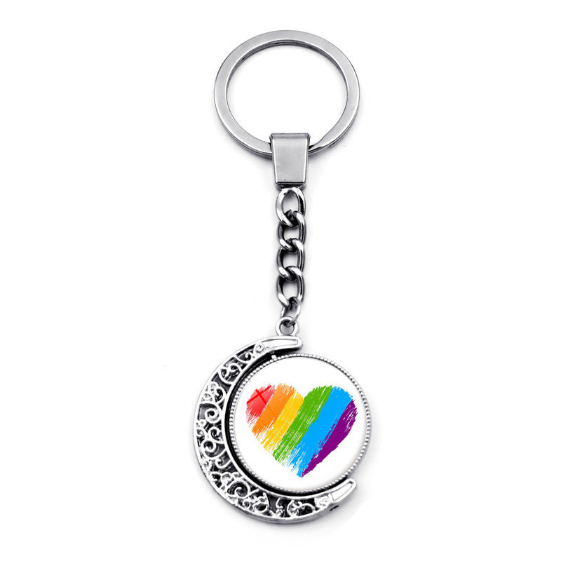 Wholesale Rainbow Double Sided Spin Pendant Keychains