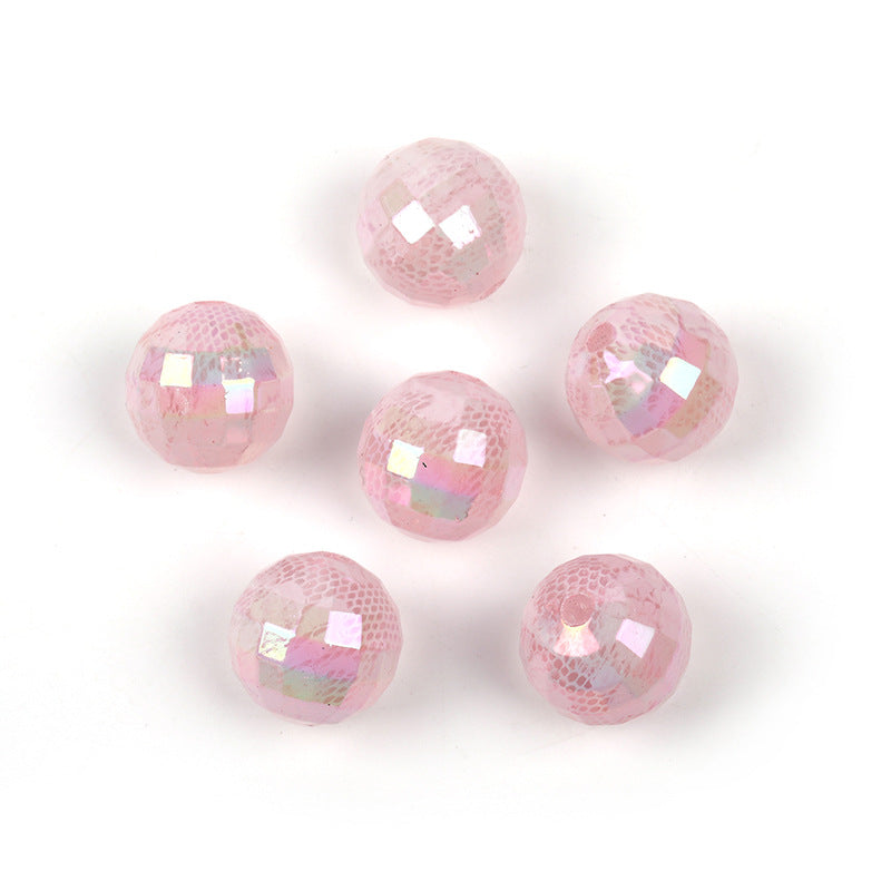 Wholesale 100pcs Acrylic Lace Faceted Round Beads