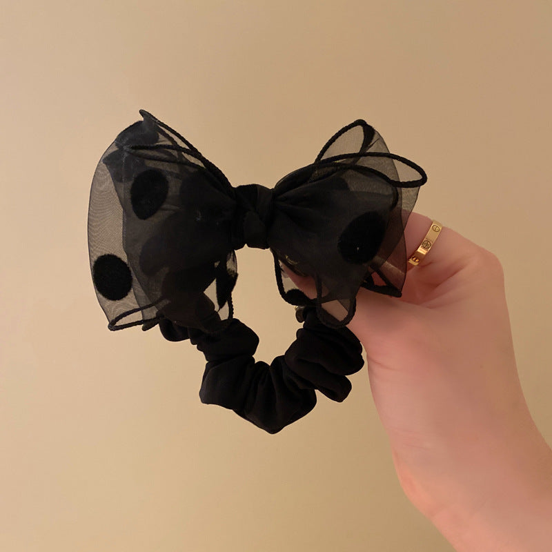 Wholesale New Polka Dot Bowknot Fabric Hair Ties