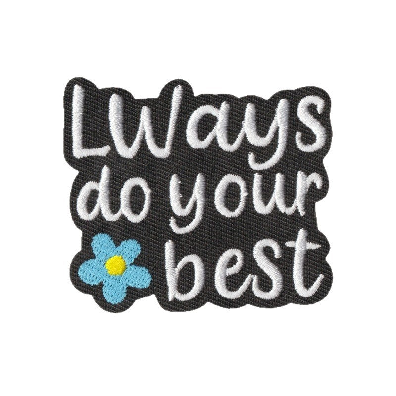 Wholesale Boutique Rainbow Heart Inspirational Quote Iron On Patches Black White Embroidered Appliques For ets Polyester Cotton Set Of 9