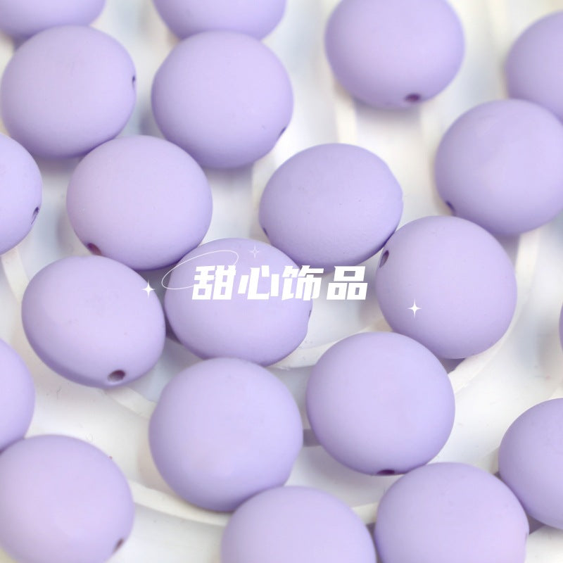Wholesale 10pcs Macaron Color Rubber Beads Straight Hole Flat Round Beads Diy Jewelry Accessories