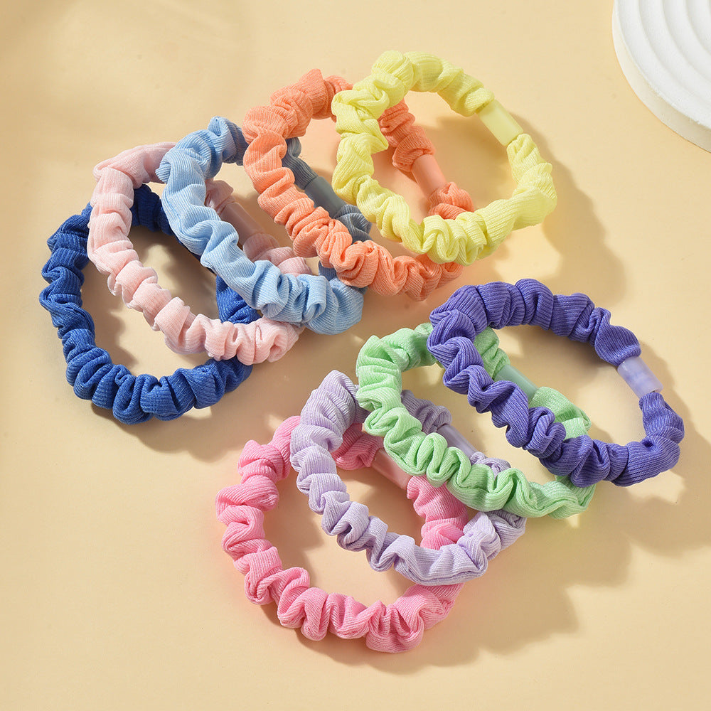 Wholesale High Elastic Pleated Fresh Candy Color Hair Rope