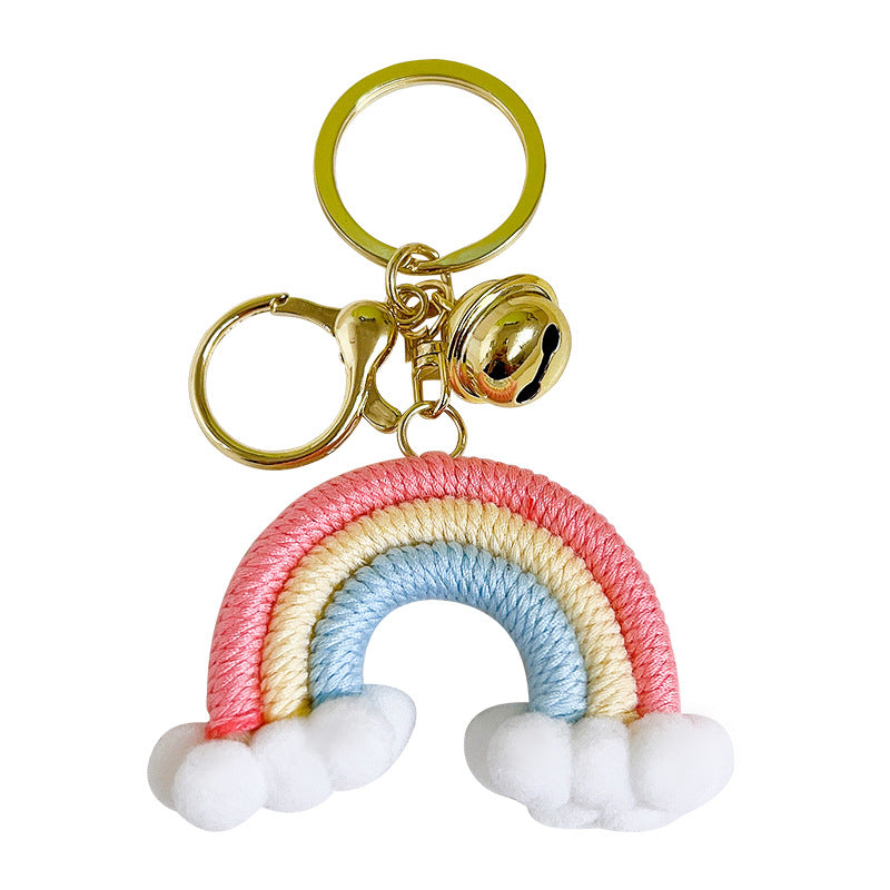 Wholesale Handmade Cotton Thread Woven Rainbow Keychain