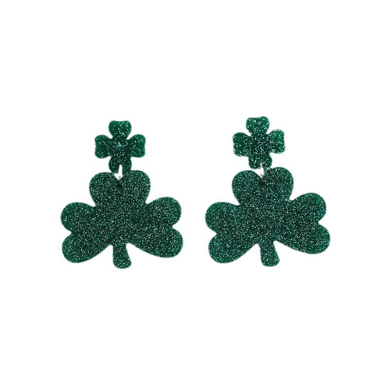 Wholesale St. Patrick's Day Beer Festival Acrylic Clover Earrings