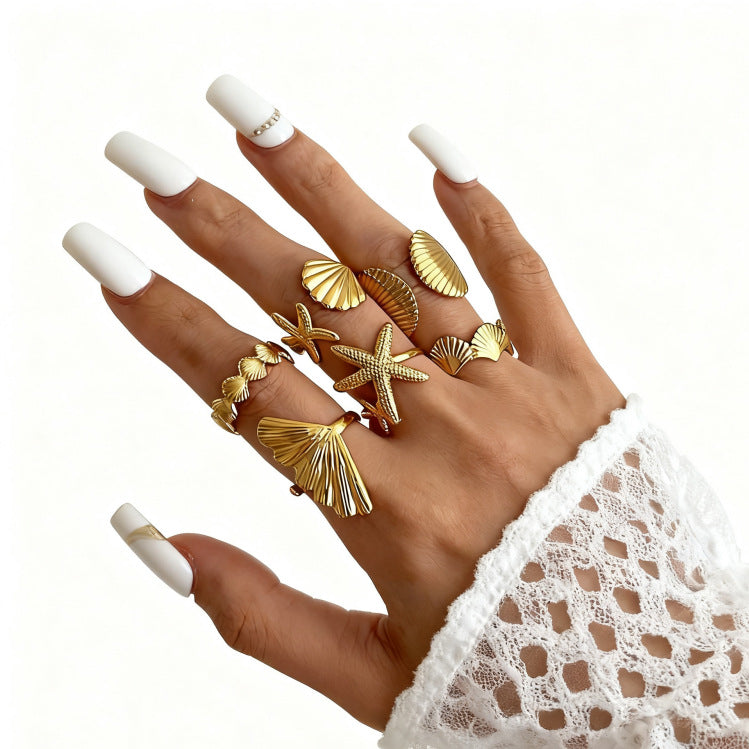 Wholesale Geometric Retro Irregular Diamond Set Ring Set