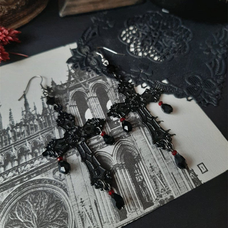 Wholesale Cross Gothic Dark Cross Earrings