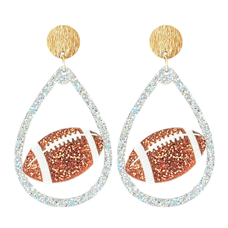Wholesale Football Glitter Day Atmosphere Colorful Earrings Bow Element Coffee Autumn Earrings