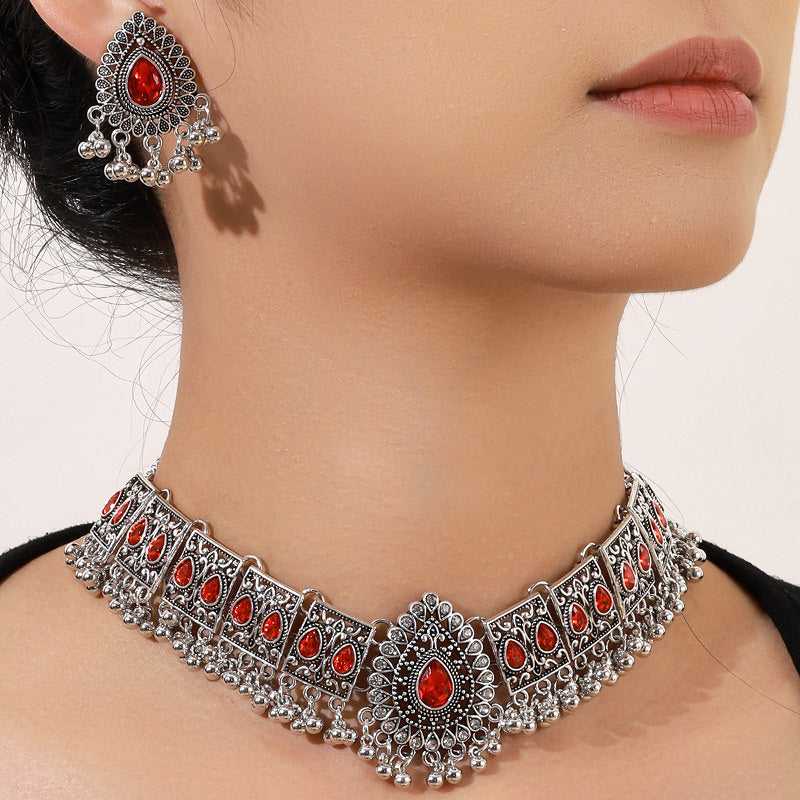 Wholesale Sparkling diamond peacock-shaped droplet Necklace Set