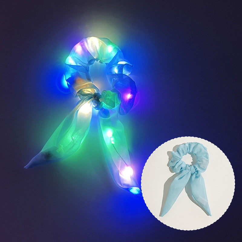 Wholesale Led Luminous Large Intestine Hair Ring DIY Night Light Flower Shiny Fat Intestine Head Rope Nightclub Rubber Band Hair Accessories