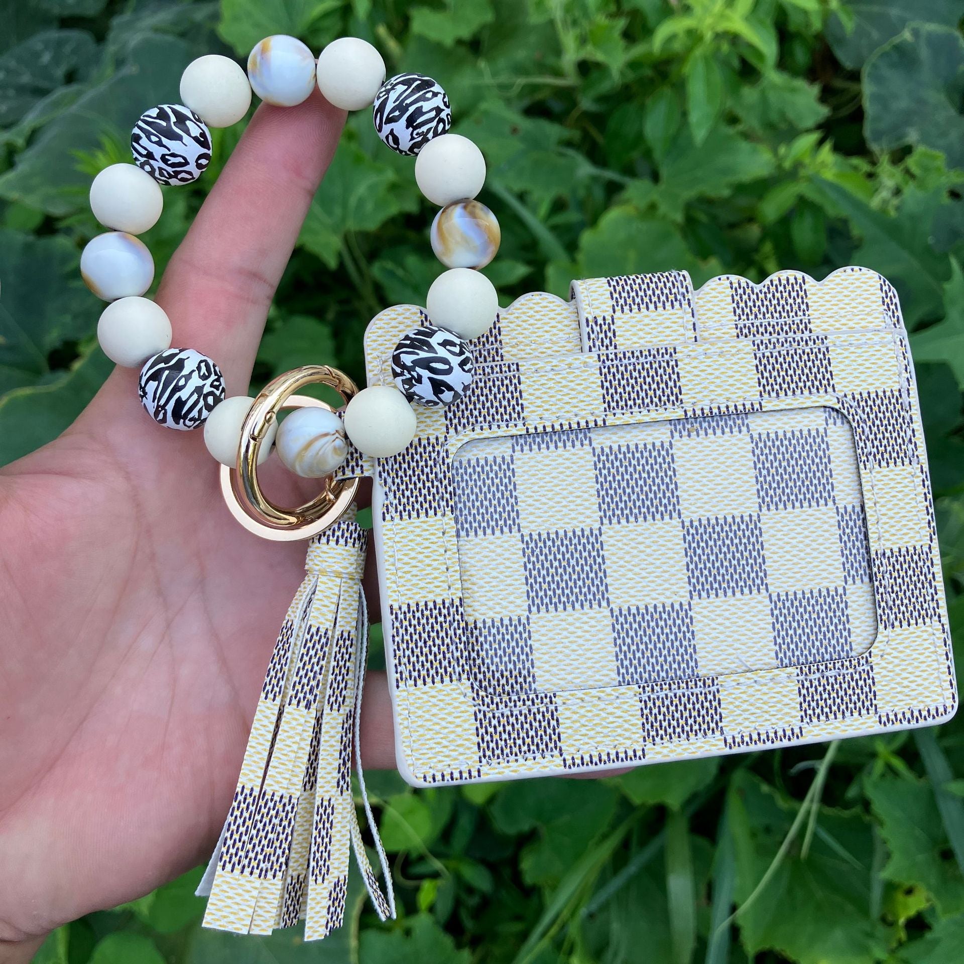 Wholesale Leopard Print Butterfly Beaded Bracelet Keychain