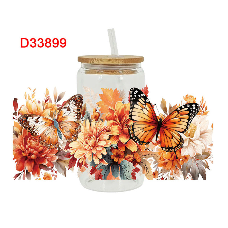 Wholesale Pumpkin Cartoon Thanksgiving 16oz Cup UV DTF Wraps