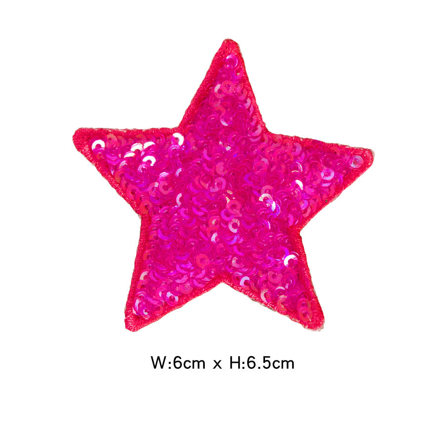Wholesale Felt Sequined Five Point Star Patch Self Adhesive Applique For Clothing And Dance Costumes