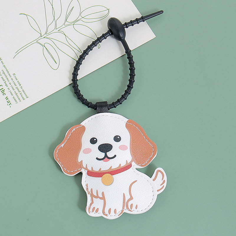 Wholesale Cute PU Leather Golden Retriever Puppy Keychain
