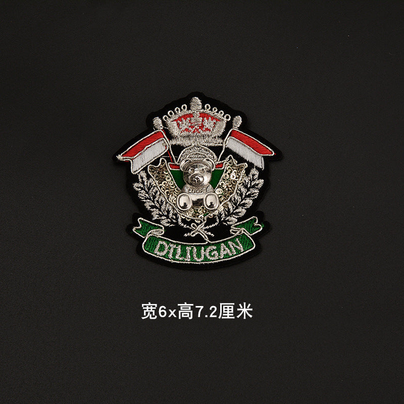 Wholesale Embroidered Bear Brooch Stylish Women Coat Pin Fashion Accessory