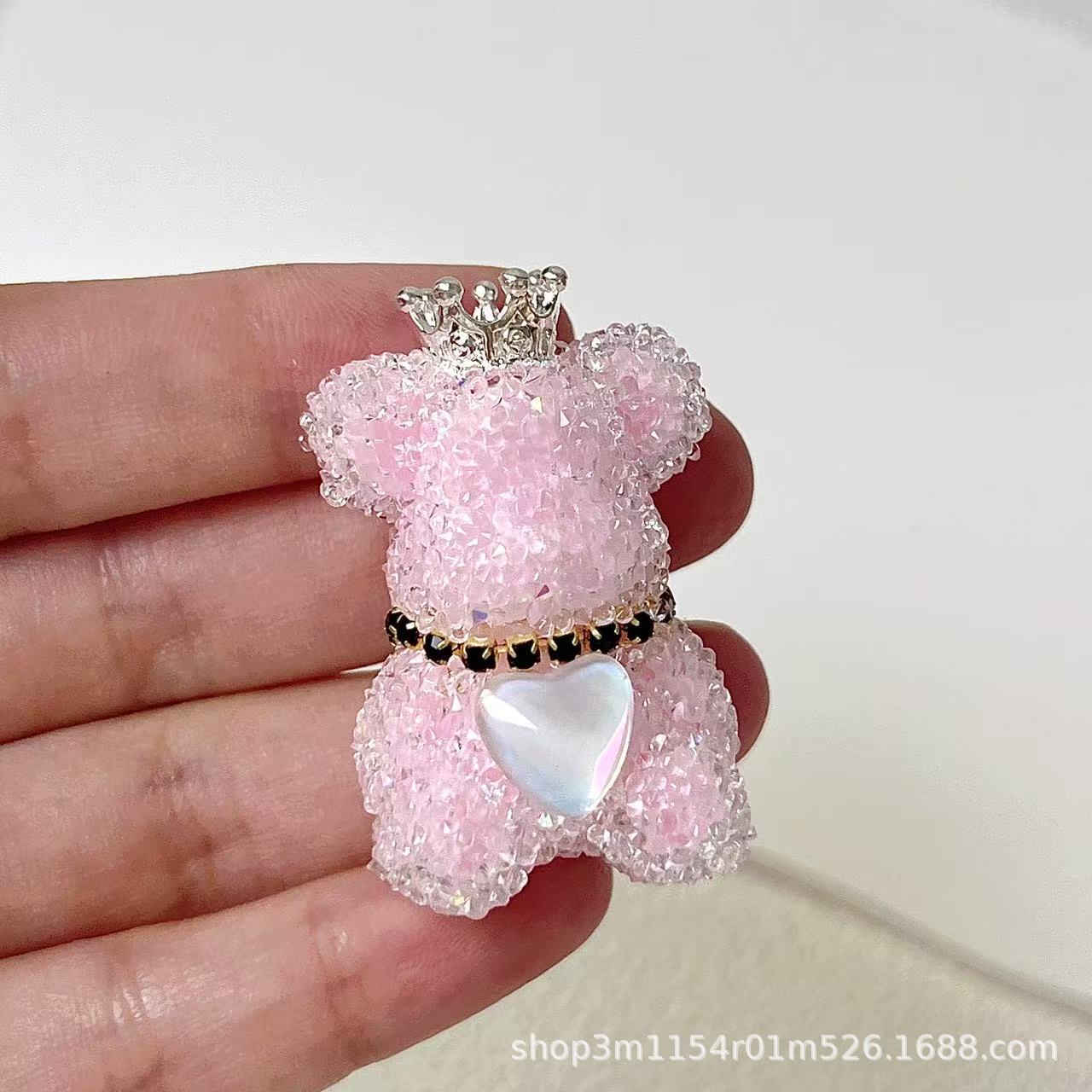 Wholesale Double-sided 3D Sugar Heart Crown Little Bear DIY Handmade Beads