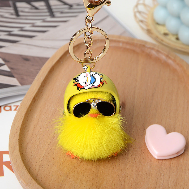 Wholesale Mini Yellow Duck Fur Keychains