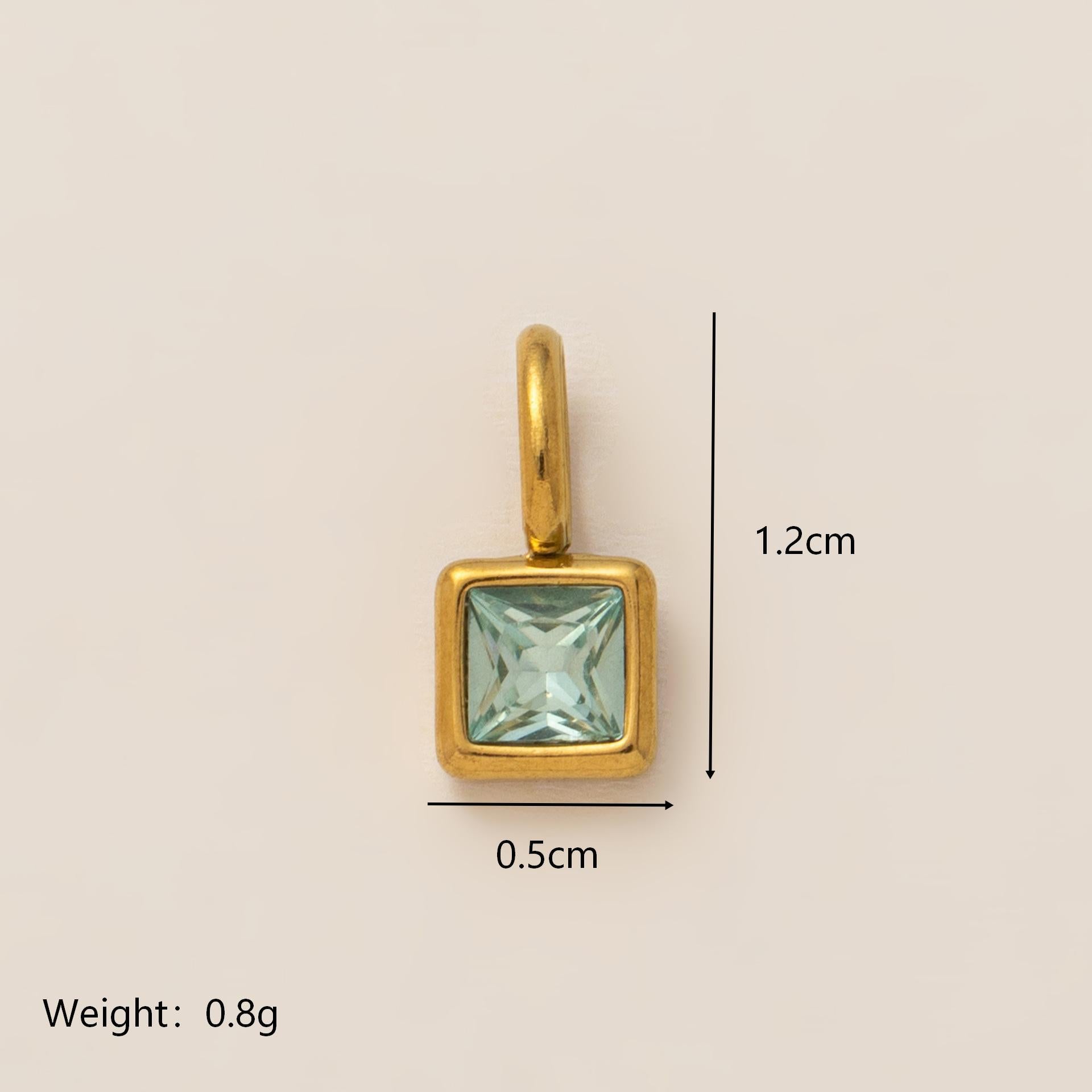 Wholesale Titanium Steel Geometric 12 Birthstone Colorful Zircon Pendant Necklace DIY Jewelry Accessory Gift For Women