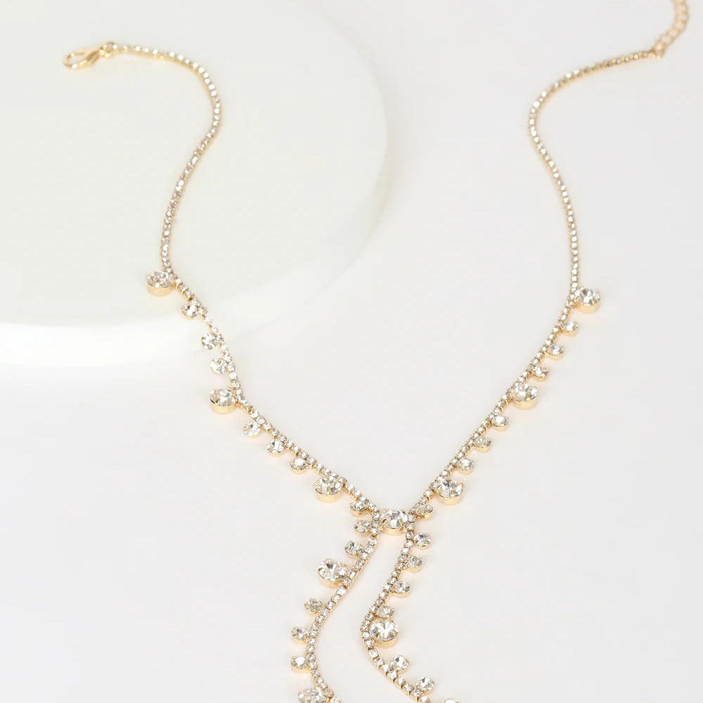 Wholesale Long Tassel Irregular Full Diamond Necklaces