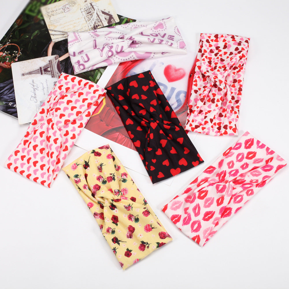 Wholesale Valentine's Day Printed Fabric Headbands