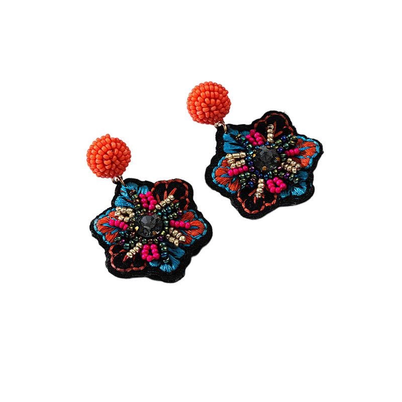 Wholesale Popular Embroidery Fabric Hand-woven Rice Bead Earrings