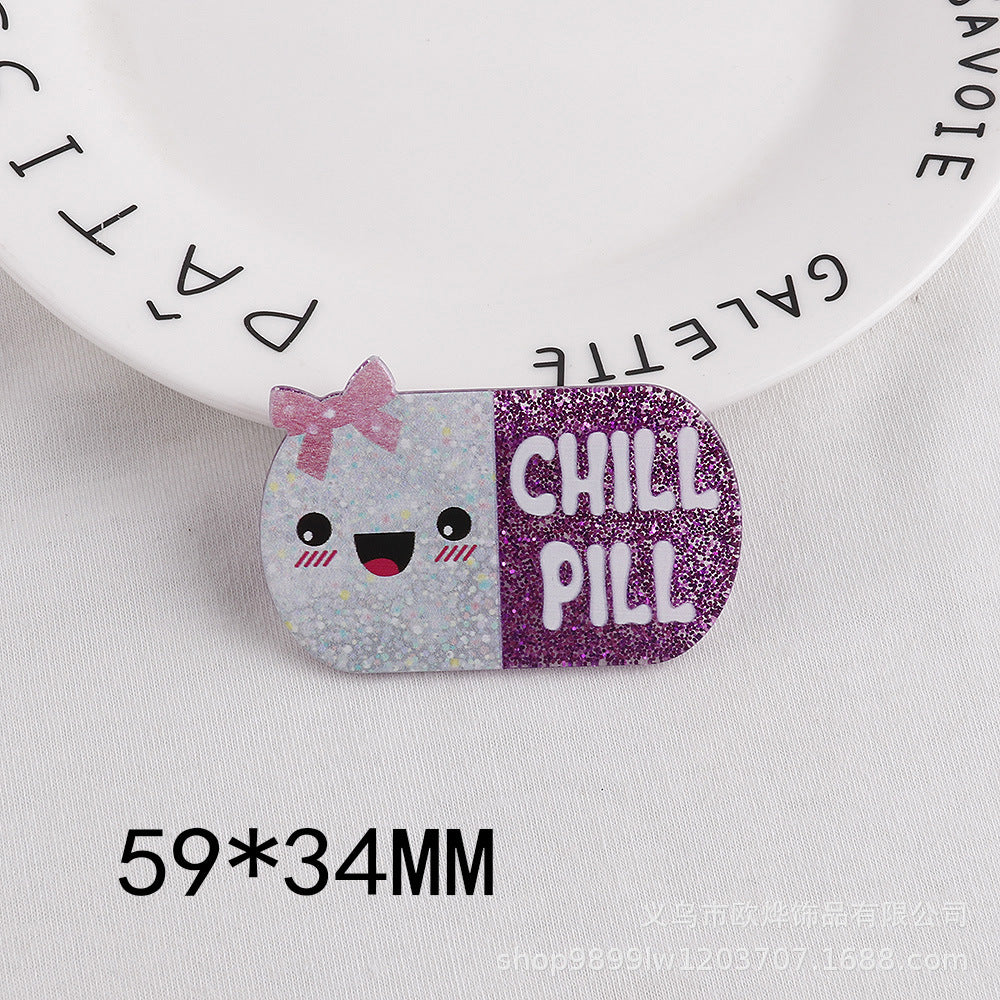 Wholesale 10PCS FlatBack Cartoon Pills Clothes Bottle Pins Cute Things DIY Acrylic Patch
