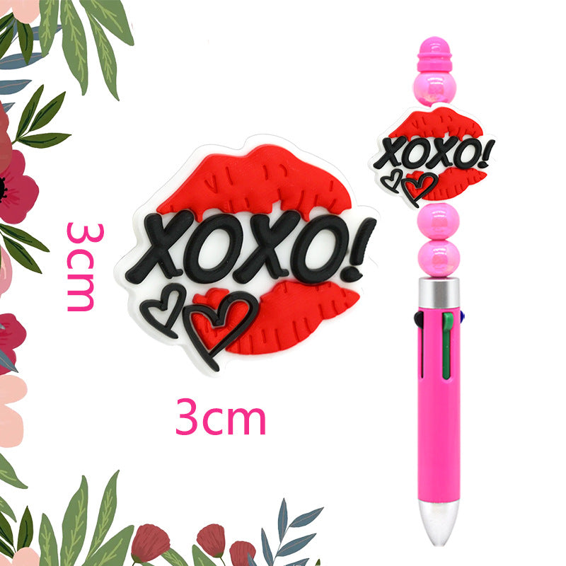 Wholesale Random100pcs LOVE  Beads Soft Rubber Focal Beads   Valentine' s Day