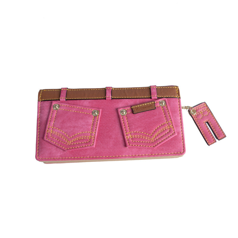 Patrón de jeans PU al por mayor billetera larga