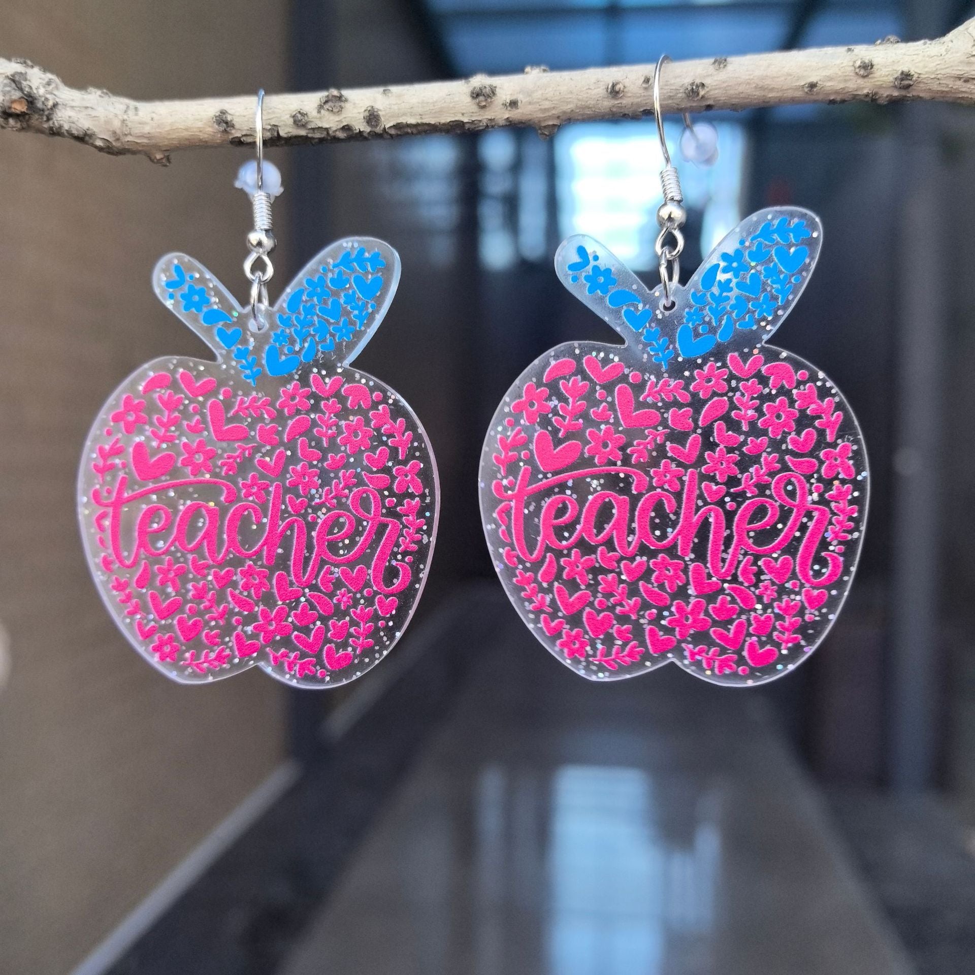 Wholesale 2PCS/Pack School Season Graduation Season Acrylic Earrings Apple English Letter Sweet Holiday Gift Earrings