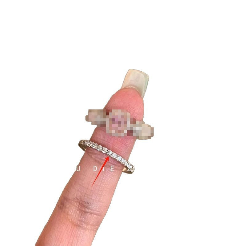 Wholesale Vintage Pink Sugar Cube Small Diamond Ring for Women,  Socialite Style