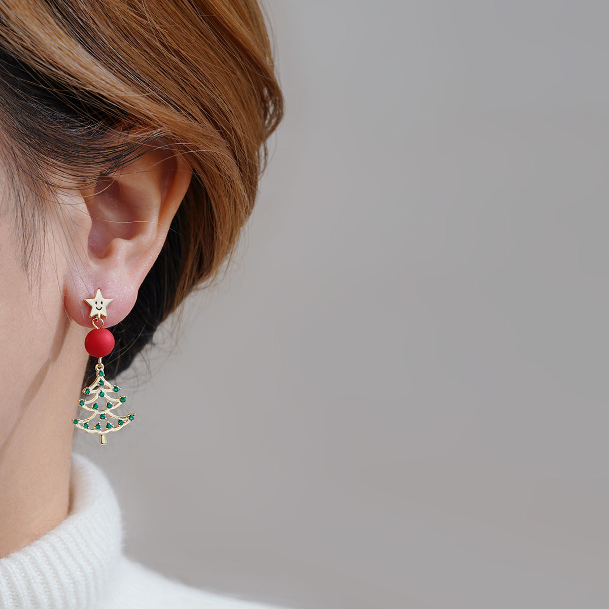 Wholesale Christmas Earrings Green Stud Earrings