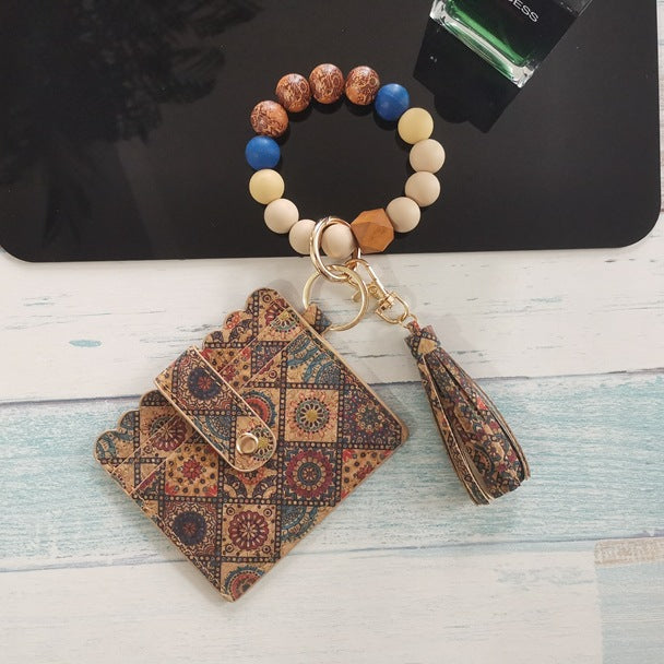 Wholesale Silicone bracelet card holder coin purse printed Keychains