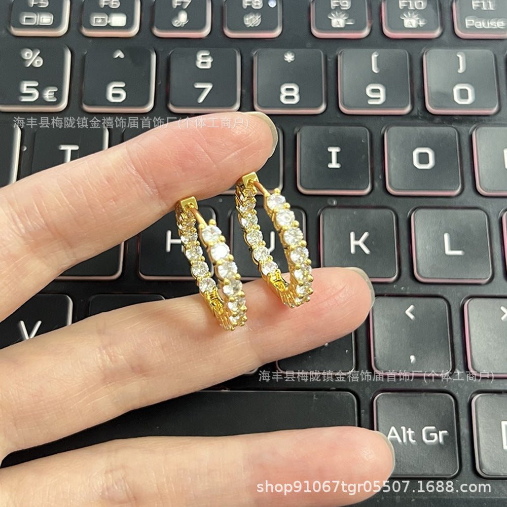 Wholesale Fully Diamond-encrusted Zircon Earrings  Valentine' s Day