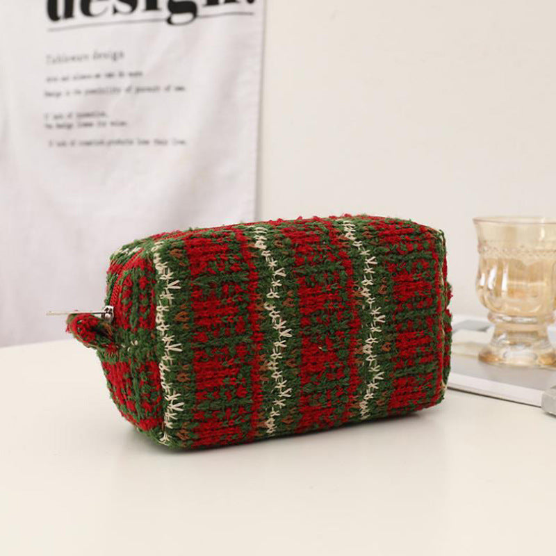 Wholesale New Year Christmas Red Knitted Wool Pencil Bag