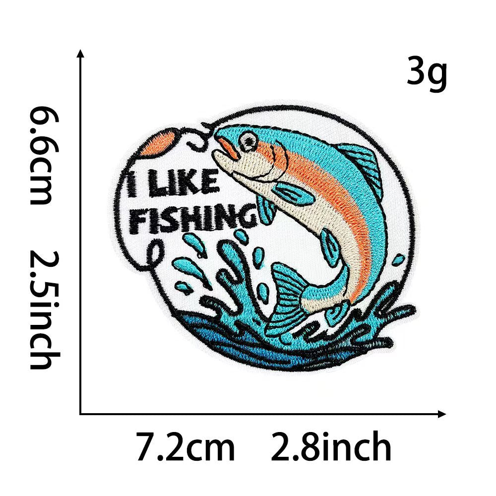 Wholesale Polyester Embroidered Fish Patch Iron On Angler Badge For Hats And Shoes Stylish DIY Accessory