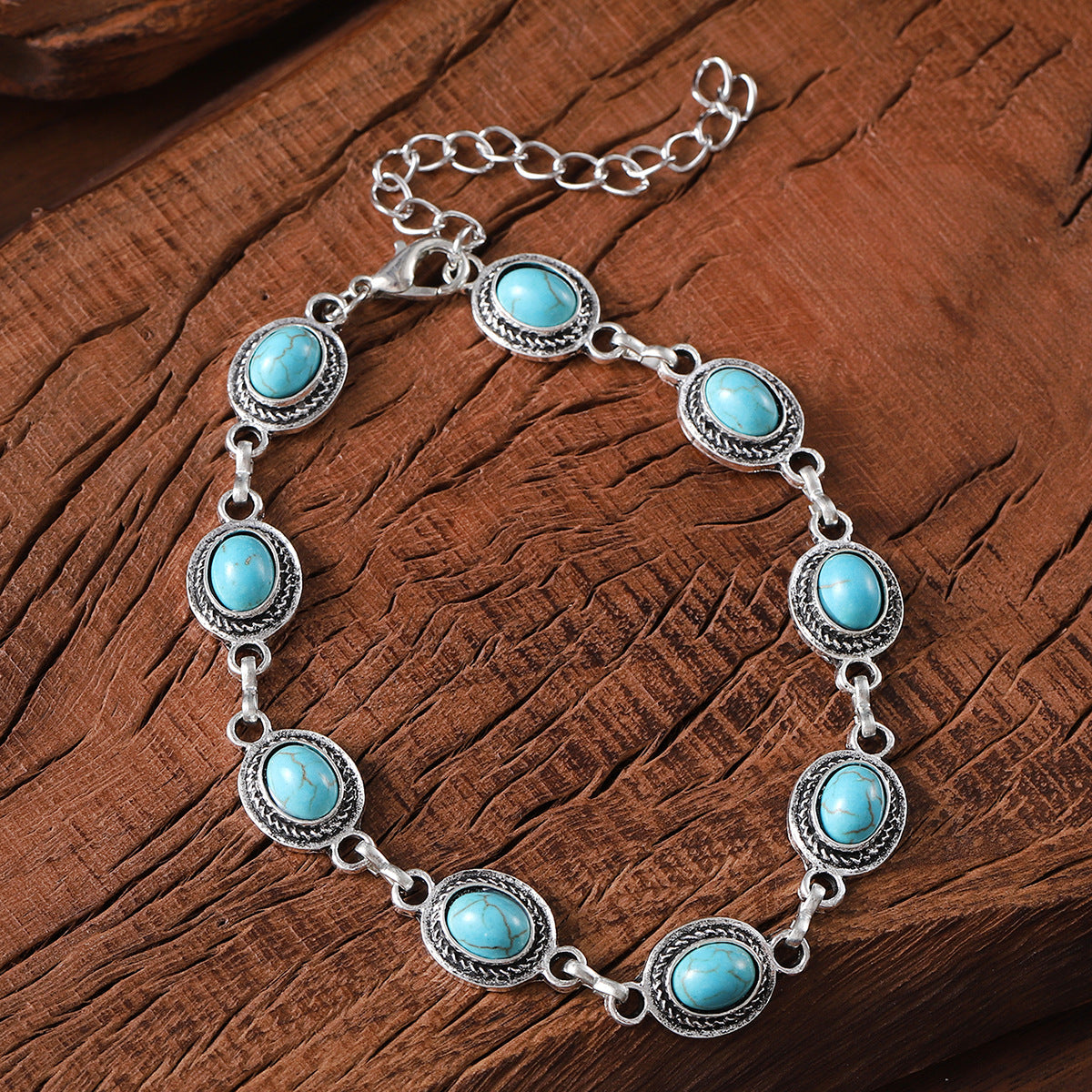 Wholesale Bohemian vintage turquoise inlaid bracelet