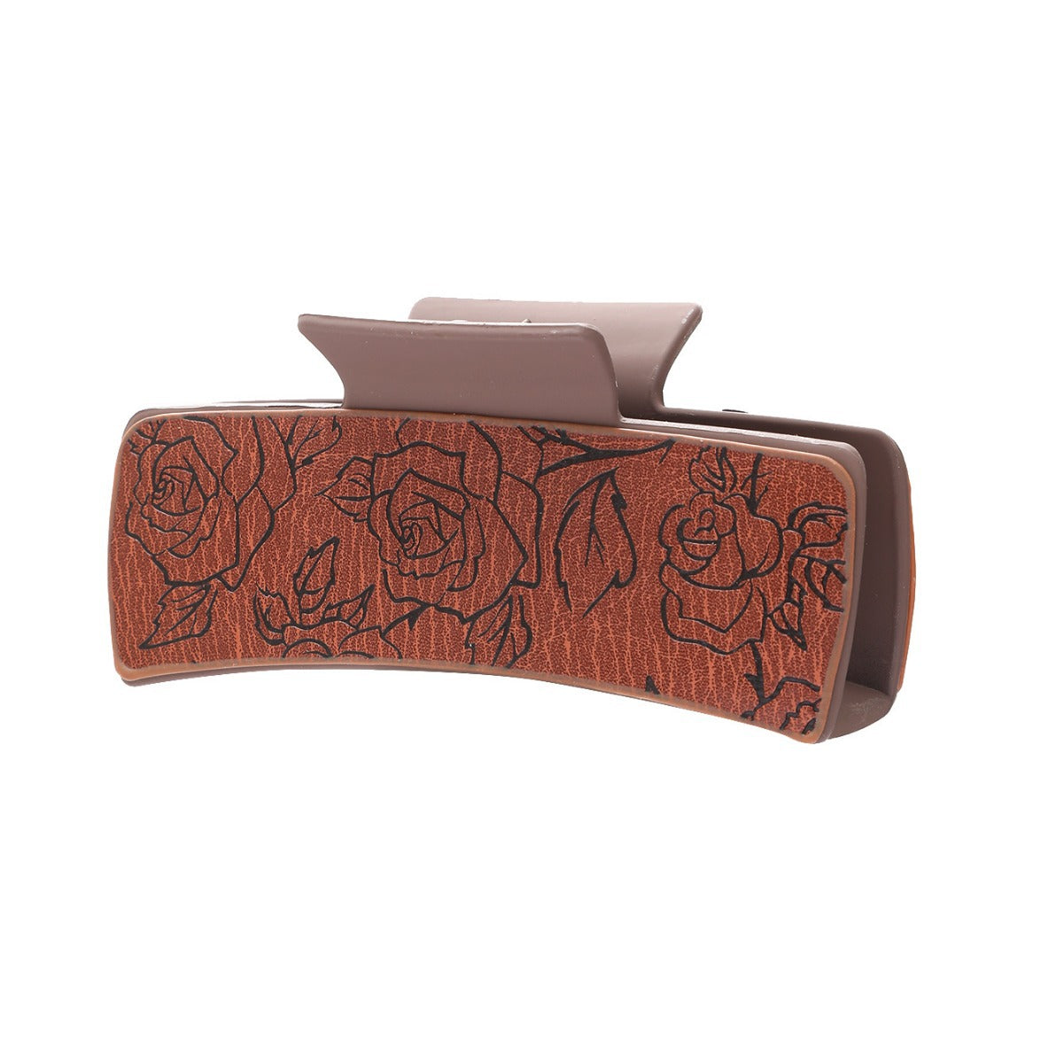 Wholesale Western Style Retro Style Pressure Change Printing Sunflower Rose Simple PU Leather Hair Clips